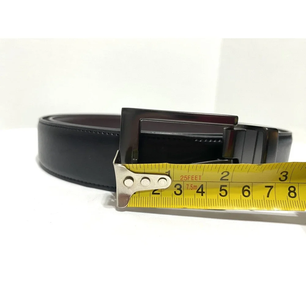 DMLB Mens Reversible Belt Black Brown Coated Leather Gunmetal Buckle 2X 46-48